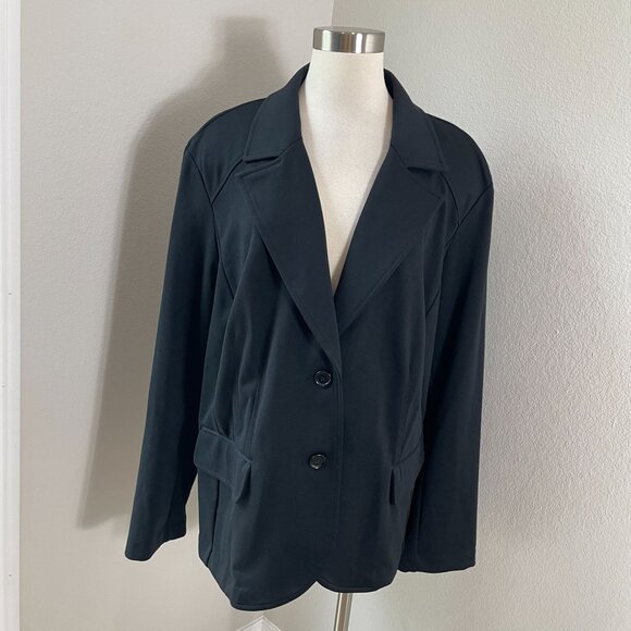 Michael Kors Womens Plus 3X Black Blazer Stretch Two Button Jacket Unlined - Picture 1 of 10